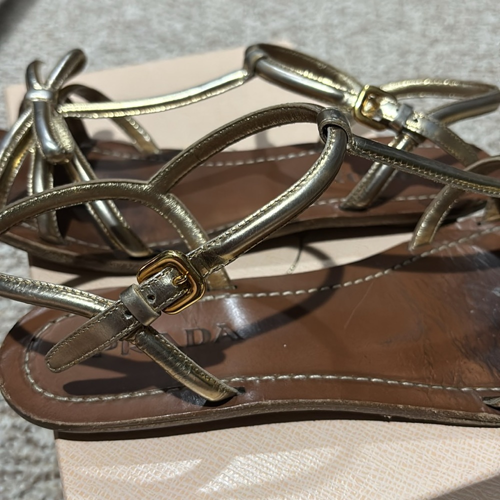 Gold Prada Bow Sandals 38.5 (8.5 US) - Picture 9 of 14